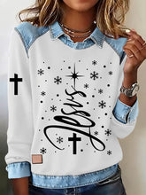 Sweat-shirt décontracté à manches longues pour femmes Christmas Faith Cross Print